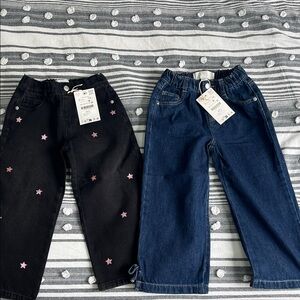 Kids Denim Pull-On Pants - Black Star & Blue Wash